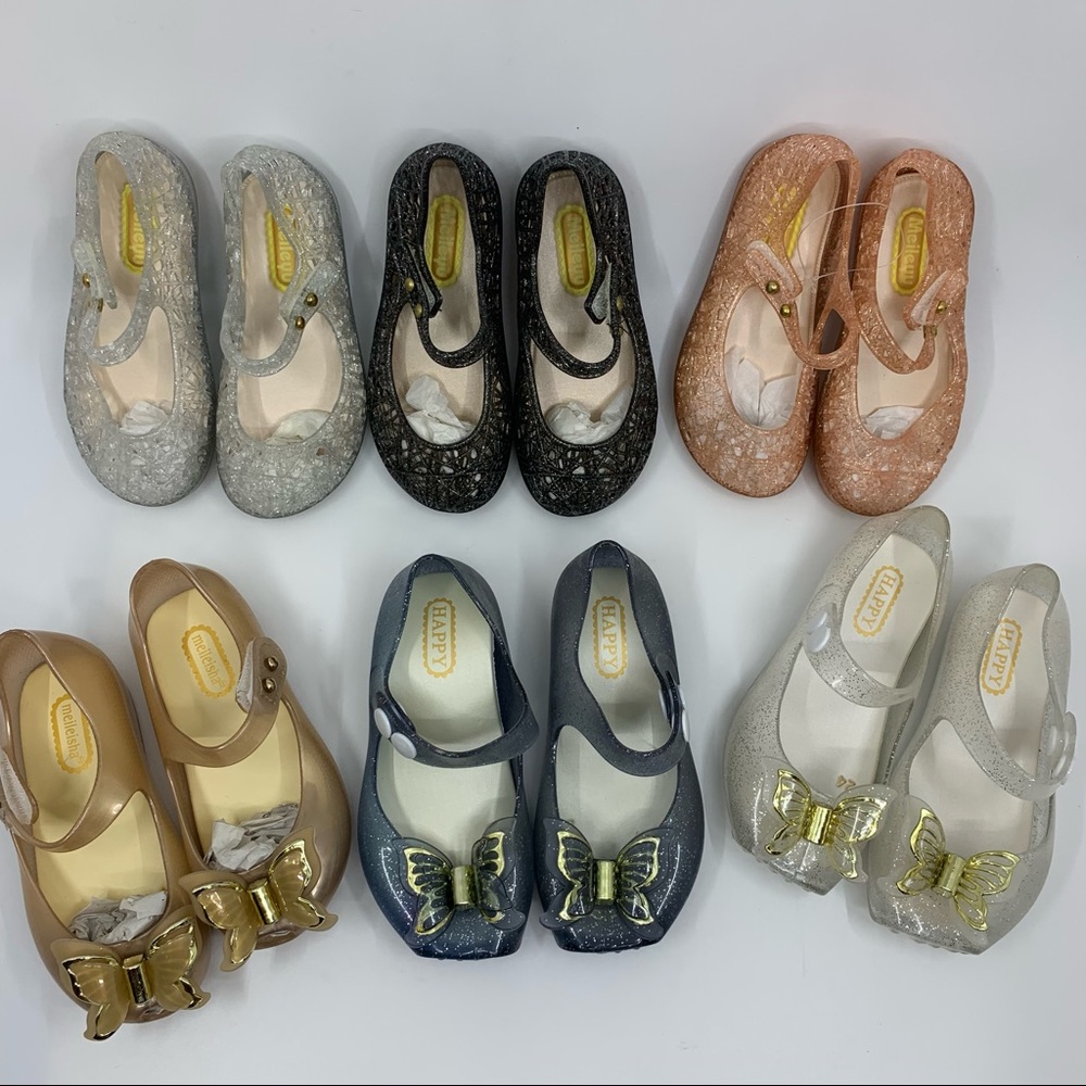 MEILEYU + MEILEISHA + HAPPY Girls Jelly Flats Shoes Lot Bundle Sz 6 Melisa style